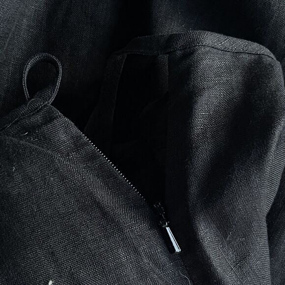 Nine West Woman Skirt Womens 14W Black Embroidered Floral Boho Raw Hem Linen - Picture 4 of 12